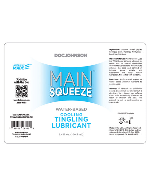 Main Squeeze Cooling/tingling Water-based Lubricant - 3.4 Oz