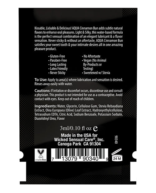 Wicked Sensual Care Aqua Waterbased Lubricant - .1 Oz Cinnamon Bun